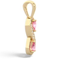 Lab Pink Sapphire Diamond Infinity 14K Yellow Gold pendant P5390