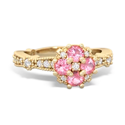 Lab Pink Sapphire Sparkling Tiara Cluster 14K Yellow Gold ring R26293RD