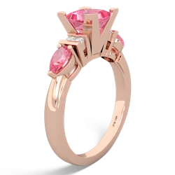 Lab Ruby 6Mm Princess Eternal Embrace Engagement 14K Rose Gold ring C2002