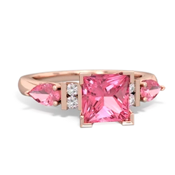 Garnet 6Mm Princess Eternal Embrace Engagement 14K Rose Gold ring C2002