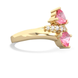 Lab Pink Sapphire Heart To Heart 14K Yellow Gold ring R2064