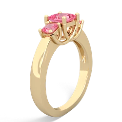 Pink Tourmaline Three Stone Trellis 14K Yellow Gold ring R4015