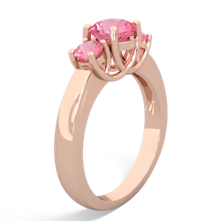 Sapphire Three Stone Round Trellis 14K Rose Gold ring R4018