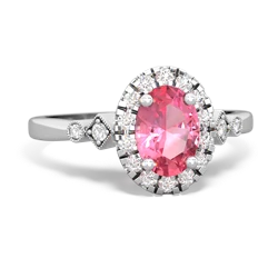 Lab Pink Sapphire Antique-Style Halo 14K White Gold ring R5720