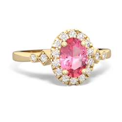 Lab Pink Sapphire Antique-Style Halo 14K Yellow Gold ring R5720