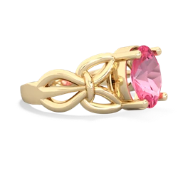 Lab Pink Sapphire Celtic Knot Cocktail 14K Yellow Gold ring R2377