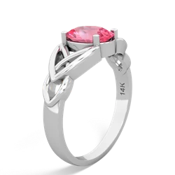 Lab Pink Sapphire Celtic Trinity Knot 14K White Gold ring R2389