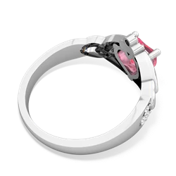 Lab Pink Sapphire Claddagh Celtic Knot Diamond 14K White Gold ring R5001