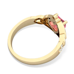 Lab Pink Sapphire Claddagh Celtic Knot Diamond 14K Yellow Gold ring R5001