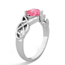 Lab Pink Sapphire Claddagh Celtic Knot 14K White Gold ring R2367