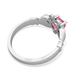 Lab Pink Sapphire Claddagh 14K White Gold ring R2370