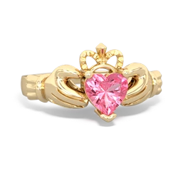 Lab Pink Sapphire Claddagh 14K Yellow Gold ring R2370