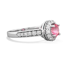Lab Pink Sapphire Diamond Halo 14K White Gold ring R5370