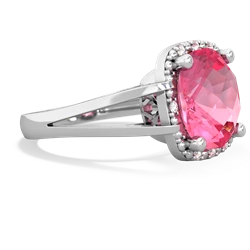 Lab Pink Sapphire Art Deco Cocktail 14K White Gold ring R2498