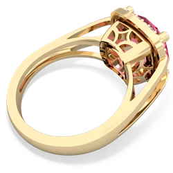 Lab Pink Sapphire Art Deco Cocktail 14K Yellow Gold ring R2498