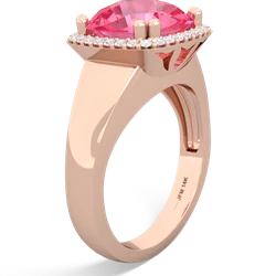 Lab Pink Sapphire Halo Cocktail 14K Rose Gold ring R2544