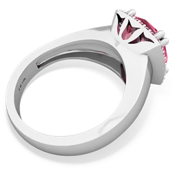 Lab Pink Sapphire Halo Cocktail 14K White Gold ring R2544