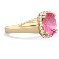 Lab Pink Sapphire Halo Cocktail 14K Yellow Gold ring R2544