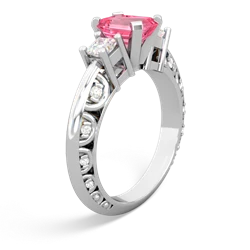 Lab Pink Sapphire Art Deco Diamond 7X5 Emerald-Cut Engagement 14K White Gold ring R20017EM