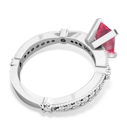 Lab Pink Sapphire Sparkling Tiara 8X6 Emerald-Cut 14K White Gold ring R26298EM