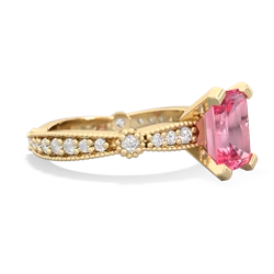 Lab Pink Sapphire Sparkling Tiara 8X6 Emerald-Cut 14K Yellow Gold ring R26298EM
