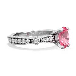 Lab Pink Sapphire Sparkling Tiara 8X6 Oval 14K White Gold ring R26298VL