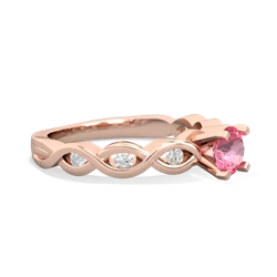 Lab Pink Sapphire Infinity 5Mm Round Engagement 14K Rose Gold ring R26315RD