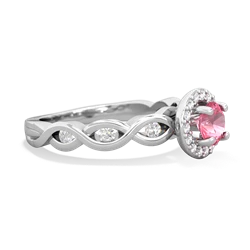 Lab Pink Sapphire Infinity Halo Engagement 14K White Gold ring R26315RH