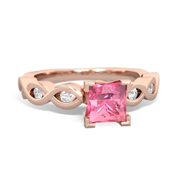 Lab Pink Sapphire Infinity 5Mm Square Engagement 14K Rose Gold ring R26315SQ