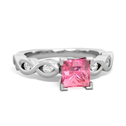 Lab Pink Sapphire Infinity 5Mm Square Engagement 14K White Gold ring R26315SQ