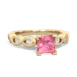 Lab Pink Sapphire Infinity 5Mm Square Engagement 14K Yellow Gold ring R26315SQ