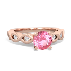 Lab Pink Sapphire Infinity 6Mm Round Engagement 14K Rose Gold ring R26316RD