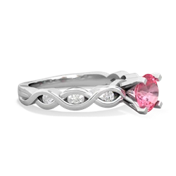 Lab Pink Sapphire Infinity 6Mm Round Engagement 14K White Gold ring R26316RD