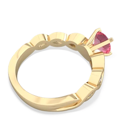 Lab Pink Sapphire Infinity 6Mm Round Engagement 14K Yellow Gold ring R26316RD