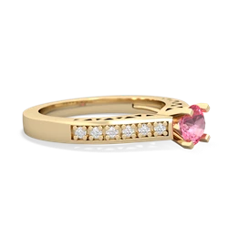 Lab Pink Sapphire Art Deco Engagement 5Mm Round 14K Yellow Gold ring R26355RD