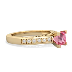 Lab Pink Sapphire Art Deco Engagement 5Mm Square 14K Yellow Gold ring R26355SQ