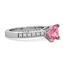 Lab Pink Sapphire Art Deco Engagement 6Mm Princess 14K White Gold ring R26356SQ