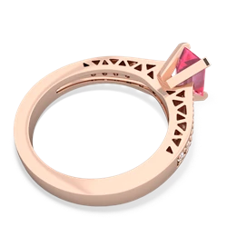 Lab Pink Sapphire Art Deco Engagement 7X5mm Emerald-Cut 14K Rose Gold ring R26357EM