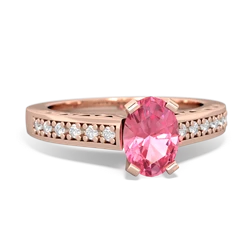 Lab Pink Sapphire Art Deco Engagement 7X5mm Oval 14K Rose Gold ring R26357VL