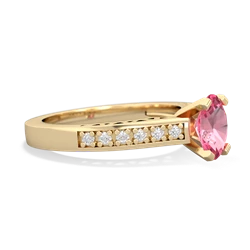 Lab Pink Sapphire Art Deco Engagement 7X5mm Oval 14K Yellow Gold ring R26357VL