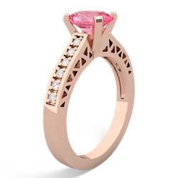 Lab Pink Sapphire Art Deco Engagement 8X6mm Oval 14K Rose Gold ring R26358VL