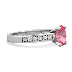 Lab Pink Sapphire Art Deco Engagement 8X6mm Oval 14K White Gold ring R26358VL