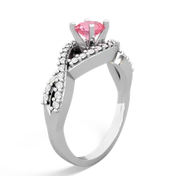 Lab Pink Sapphire Diamond Twist 5Mm Round Engagment  14K White Gold ring R26405RD