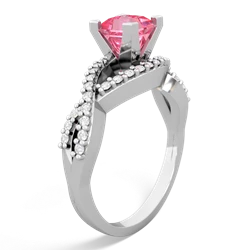 Lab Pink Sapphire Diamond Twist 5Mm Square Engagment  14K White Gold ring R26405SQ