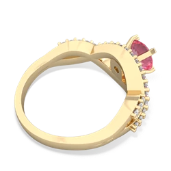Lab Pink Sapphire Diamond Twist 6Mm Round Engagment  14K Yellow Gold ring R26406RD