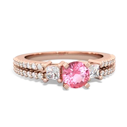 Lab Pink Sapphire Classic 5Mm Round Engagement 14K Rose Gold ring R26435RD