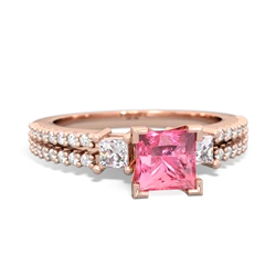 Lab Pink Sapphire Classic 5Mm Square Engagement 14K Rose Gold ring R26435SQ