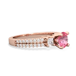Lab Pink Sapphire Classic 6Mm Round Engagement 14K Rose Gold ring R26436RD