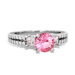 Lab Pink Sapphire Classic 6Mm Round Engagement 14K White Gold ring R26436RD