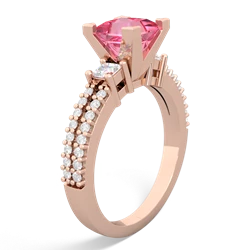 Lab Pink Sapphire Classic 6Mm Princess Engagement 14K Rose Gold ring R26436SQ